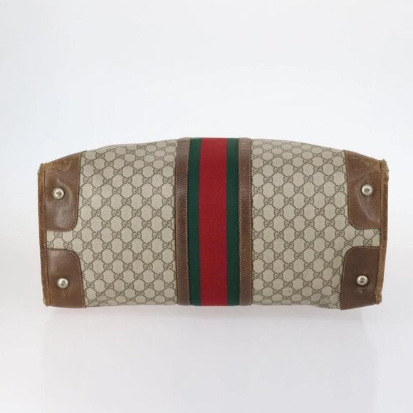 GUCCI GG Supreme Web Sherry Line Boston Bag PVC Beige Gold - Picture 5 of 16